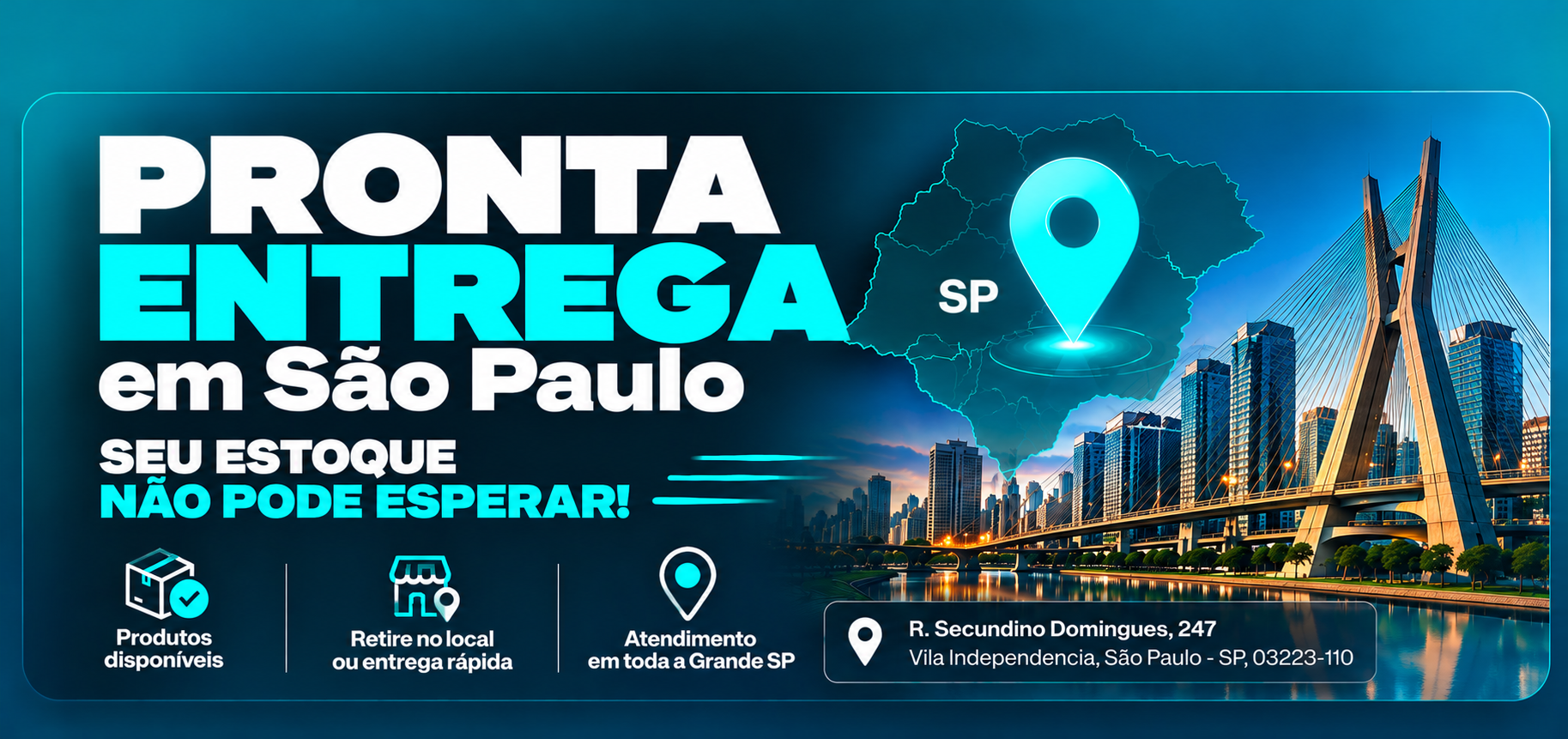 Pronta entrega em São Paulo - retire no local ou entrega rápida. R. Secundino Domingues, 247 - Vila Independência, São Paulo - SP